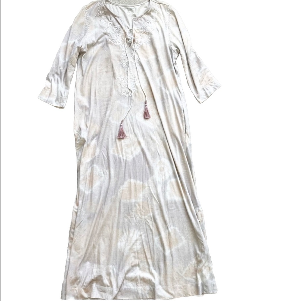 SOFT SURROUNDINGS MAXI TIE DYE COTTON DRESS WITH TASSELS SIZE LARGE BOHO - Picture 10 of 10